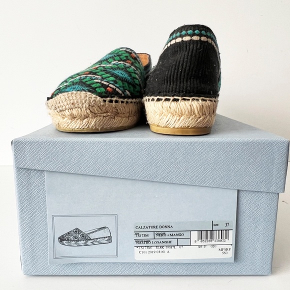 Prada espadrilles Aztec Print embroidered shoes size 37 w/ original box Size 7 - Picture 8 of 9